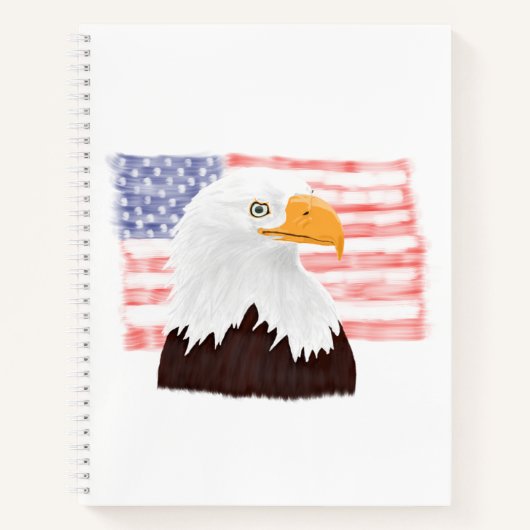 American Bald Eagle en Flag - transparant wit. Notitieboek (Voorkant)