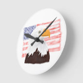American Bald Eagle en Flag - transparant wit. Ronde Klok (Hoek)