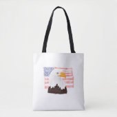 American Bald Eagle en Flag - transparant wit. Tote Bag (Voorkant)