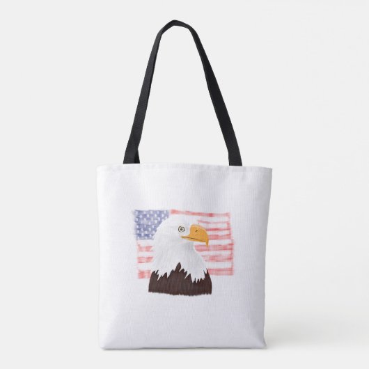American Bald Eagle en Flag - transparant wit. Tote Bag (Achterkant)