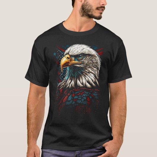 American Bald Eagle Eyes Flag Country 3 T-shirt (Voorkant)