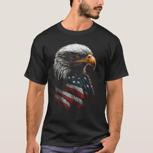 American Bald Eagle Eyes Flag Country 9 T-shirt (Voorkant)