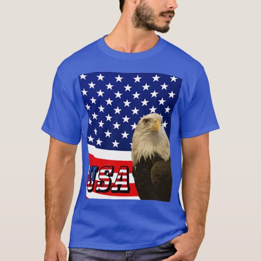 American Bald Eagle, Flag, USA Font T-Shirt - ZKOA (Voorkant)