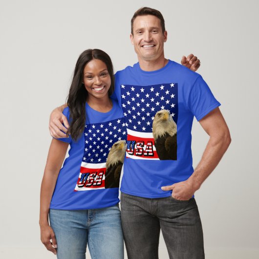 American Bald Eagle, Flag, USA Font T-Shirt - ZKOA (Unisex)