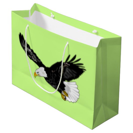 American Bald Eagle Flying Gift Bag - Uw kleuren Groot Cadeauzakje (Voorkant Gekanteld)