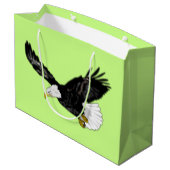 American Bald Eagle Flying Gift Bag - Uw kleuren Groot Cadeauzakje (Achterkant Gekanteld)