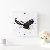 American Bald Eagle Flying wall Clock Vierkante Klok (Huis)