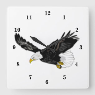 American Bald Eagle Flying wall Clock Vierkante Klok