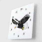 American Bald Eagle Flying wall Clock Vierkante Klok (Hoek)