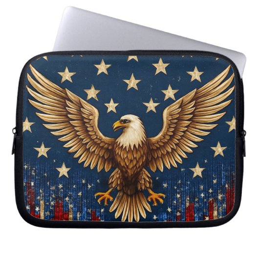 "American Bald Eagle Laptop Sleeve – Patriottische (Voorkant)