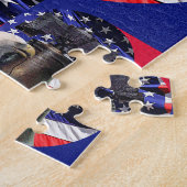 American Bald Eagle, Liberty Bell en Flag Puzzle Legpuzzel (Zijkant)