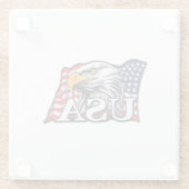 American Bald Eagle met Amerikaanse vlag - Patriot Glazen Onderzetter (Achterkant)