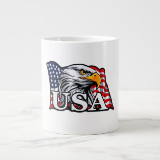 American Bald Eagle met Amerikaanse vlag - Patriot Grote Koffiekop
