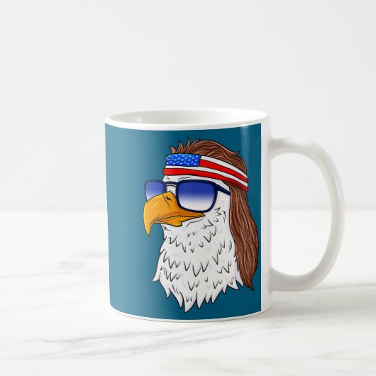 American Bald Eagle Mullet 4th Of July Funny Usa  Koffiemok (Rechts)