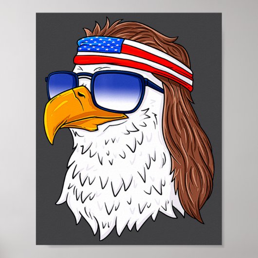 American Bald Eagle Mullet 4th Of July Funny Usa  Poster (Voorkant)