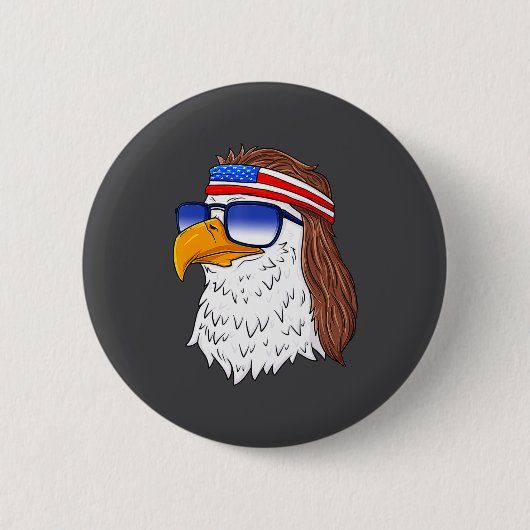 American Bald Eagle Mullet 4th Of July Funny Usa  Ronde Button 5,7 Cm (Voorkant)