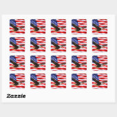 American Bald Eagle Patriotic Square Sticker (Vel)