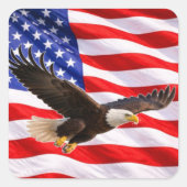 American Bald Eagle Patriotic Square Sticker (Voorkant)