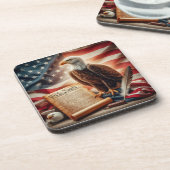 American Bald Eagle Patriottisme Bier Onderzetter (Linkerzijde)
