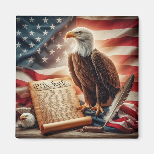 American Bald Eagle Patriottisme Magneet (Voorkant)