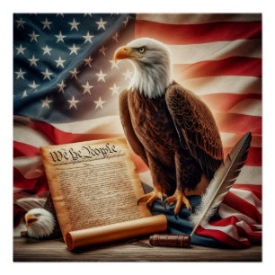 American Bald Eagle Patriottisme Perfect Poster