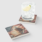 American Bald Eagle Patriottisme Stenen Onderzetter (Zijkant)