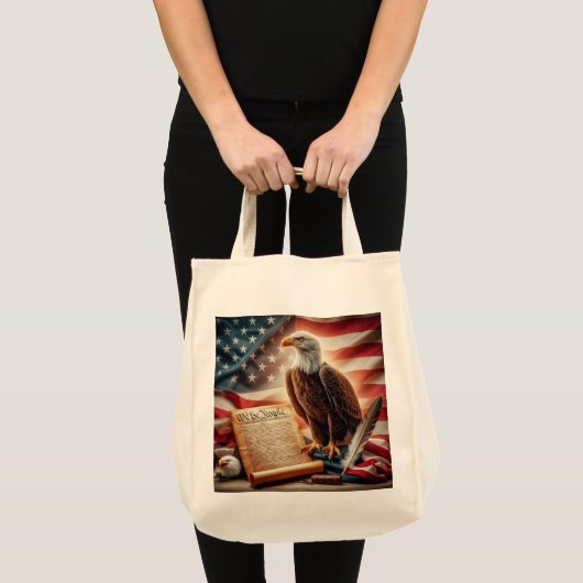 American Bald Eagle Patriottisme Tote Bag (Voorkant (product))
