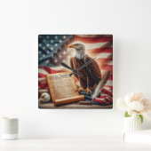 American Bald Eagle Patriottisme Vierkante Klok (Huis)