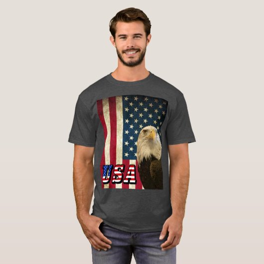American Bald Eagle Retro Flag, Verenigde Staten S T-shirt (Voorkant volledig)