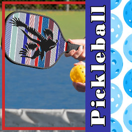 American Bald Eagle Silhouette, Red, White en Blue Pickleball Paddle