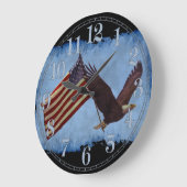 American Bald Eagle & US Flag Patriotic Art Clock Grote Klok (Hoek)