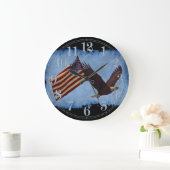 American Bald Eagle & US Flag Patriotic Art Clock Grote Klok (Huis)