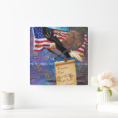 American Bald Eagle & US Flag Patriotisme Art Cloc Vierkante Klok (Huis)