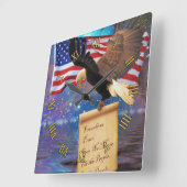 American Bald Eagle & US Flag Patriotisme Art Cloc Vierkante Klok (Hoek)
