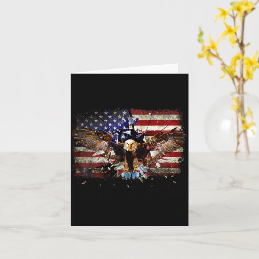 American Bald Eagle Usa Flag Patriotic Eagle 4th O Kaart (Gele Bloem)