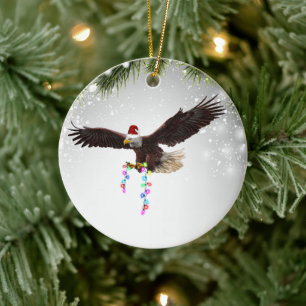 American Bald Eagle USA Santa Hat Wildlife Animal Keramisch Ornament