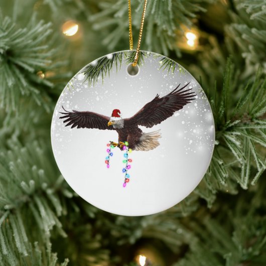American Bald Eagle USA Santa Hat Wildlife Animal Keramisch Ornament (Boom)
