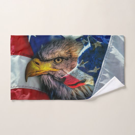 American Bald Eagle Wolf Flag Bad Handdoek (Handdoek)