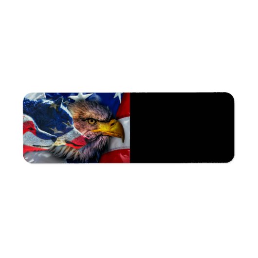 American Bald Eagle Wolf Flag Etiket (Voorkant)