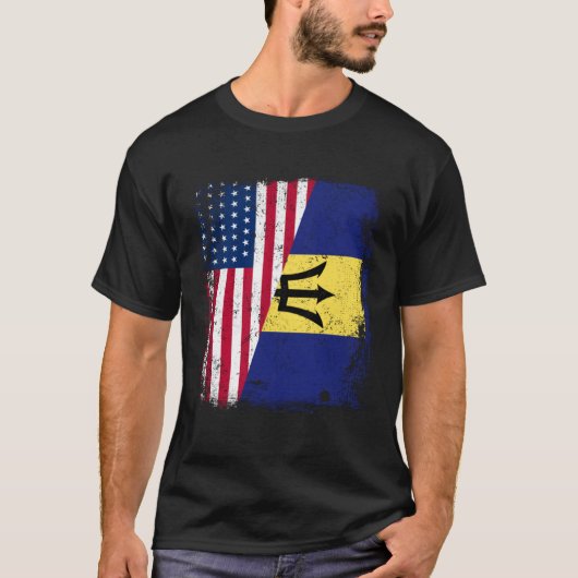 American Barbadian Roots Half American USA Barbado T-shirt (Voorkant)