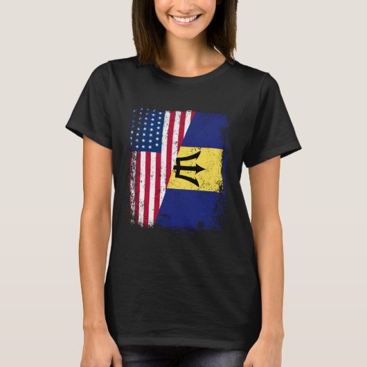 American Barbadian Roots Half American USA Barbado T-shirt (Voorkant)