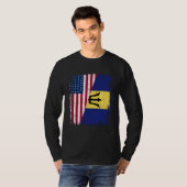 American Barbadian Roots Half American USA Barbado T-shirt (Voorkant volledig)