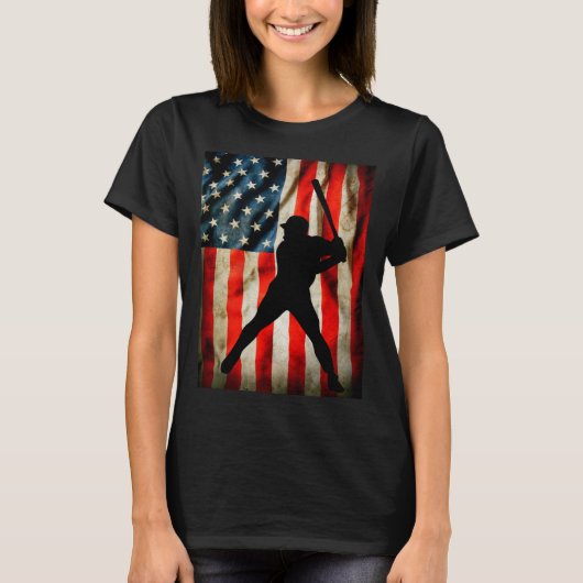 American Baseball player and USA flag patriotic co T-shirt (Voorkant)