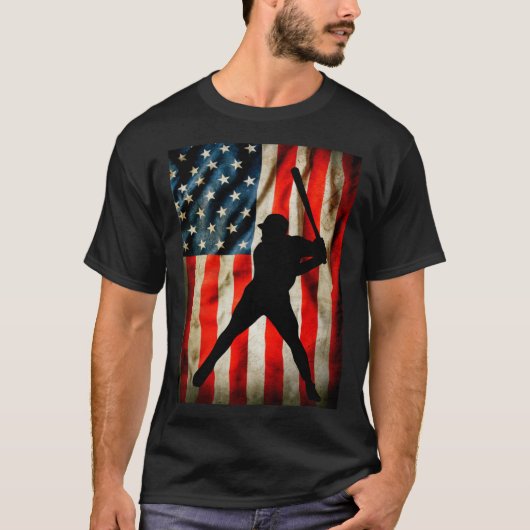 American Baseball player and USA flag patriotic co T-shirt (Voorkant)