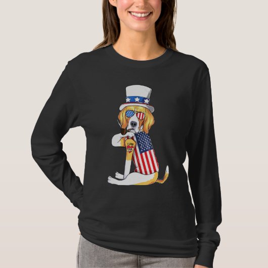 American Beagle Dog Merica 4 juli Amerikaanse su T-shirt (Voorkant)