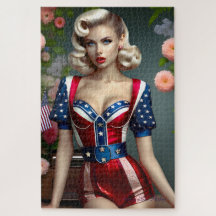 American Beauty Patriottische Blonde Pin-Up Meisje