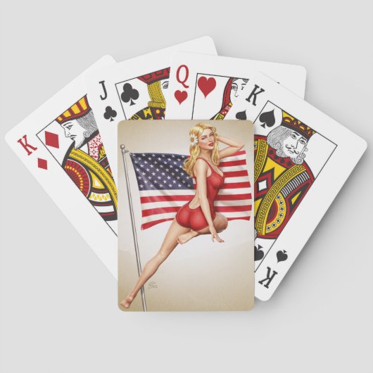 American Beauty - Retro Pinup Playing Cards Pokerkaarten (Achterkant)