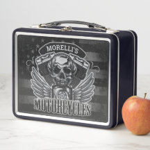 American Biker ADD NAME Skull V-Twin Motorcycli