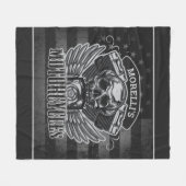 American Biker ADD NAME Skull V-Twin Motorcycli Fleece Deken (Voorkant (Horizontaal))