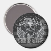 American Biker ADD NAME Skull V-Twin Motorcycli Magneet (Voorkant / Achterkant)